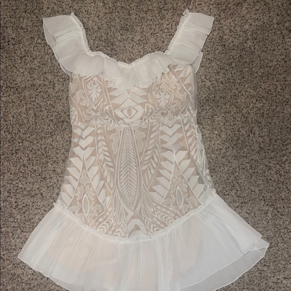 White Lace Ruffle Dress Vici